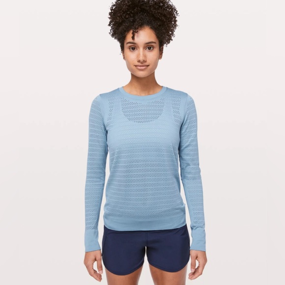lululemon athletica Tops - Lululemon Breeze By Long Sleeve *Squad in Cascade Blue